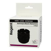 REGENT ASHTRAYS BLACK MELAMINE 4PK, 100MM DIA