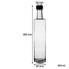 CONSOL ROUND OIL/VINEGAR BOTTLE WITH BLACK LID, 500ML