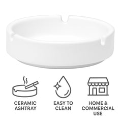 REGENT ASHTRAY ROUND WHITE CERAMIC STACKABLE, 90MM DIA
