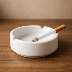 REGENT ASHTRAY ROUND WHITE CERAMIC STACKABLE, 90MM DIA