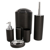 BATHROOM SET BLACK PLASTIC 6PC