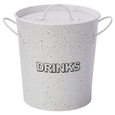 BAR BUTLER ICE BUCKET WITH HANDLES, PLASTIC LINER & LID WHITE MOTTLED BLACK, 3L