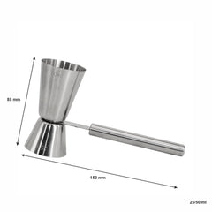 BAR BUTLER DOUBLE TOT MEASURE WITH HANDLE ST STEEL, 25ML/50ML