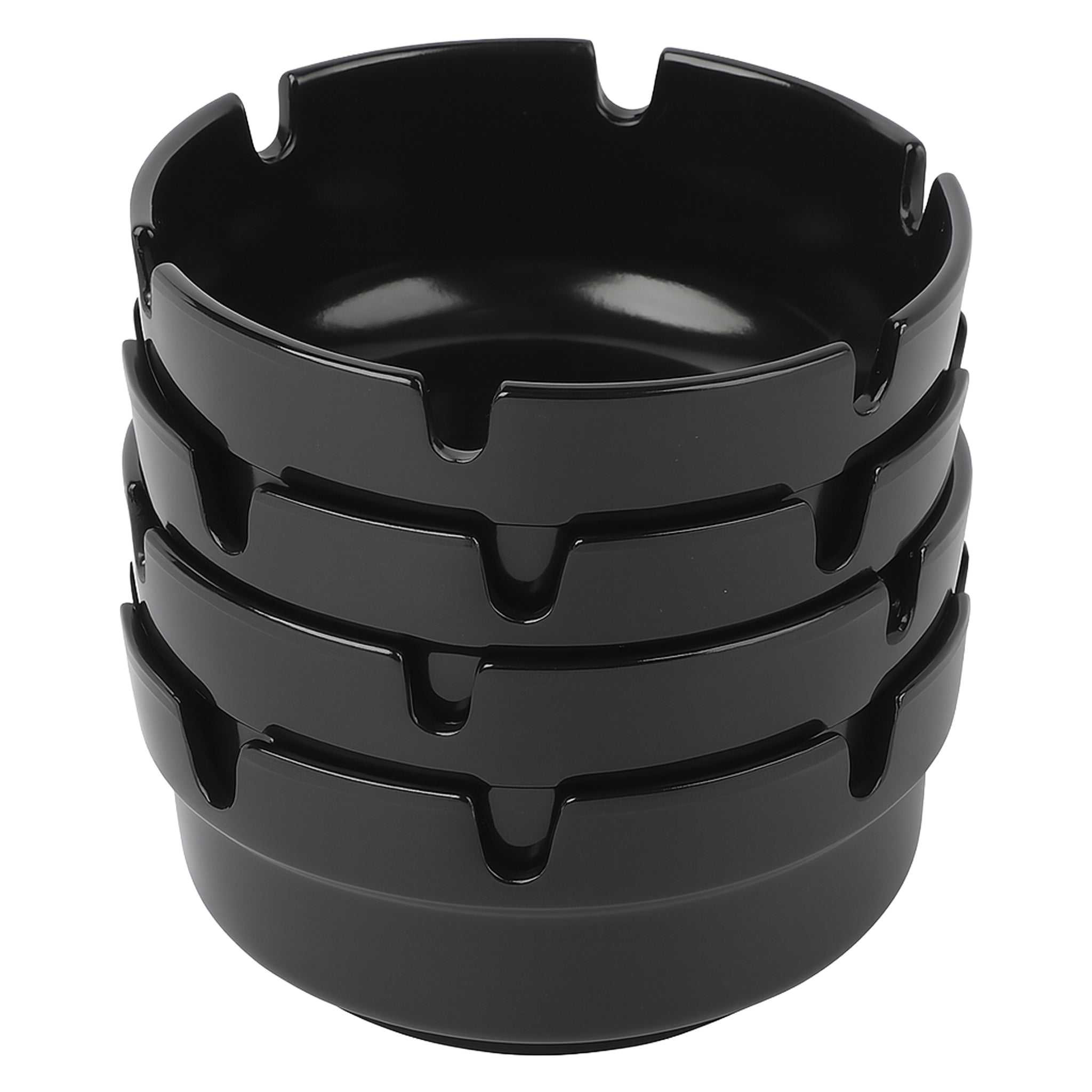 REGENT ASHTRAYS BLACK MELAMINE 4PK, 100MM DIA