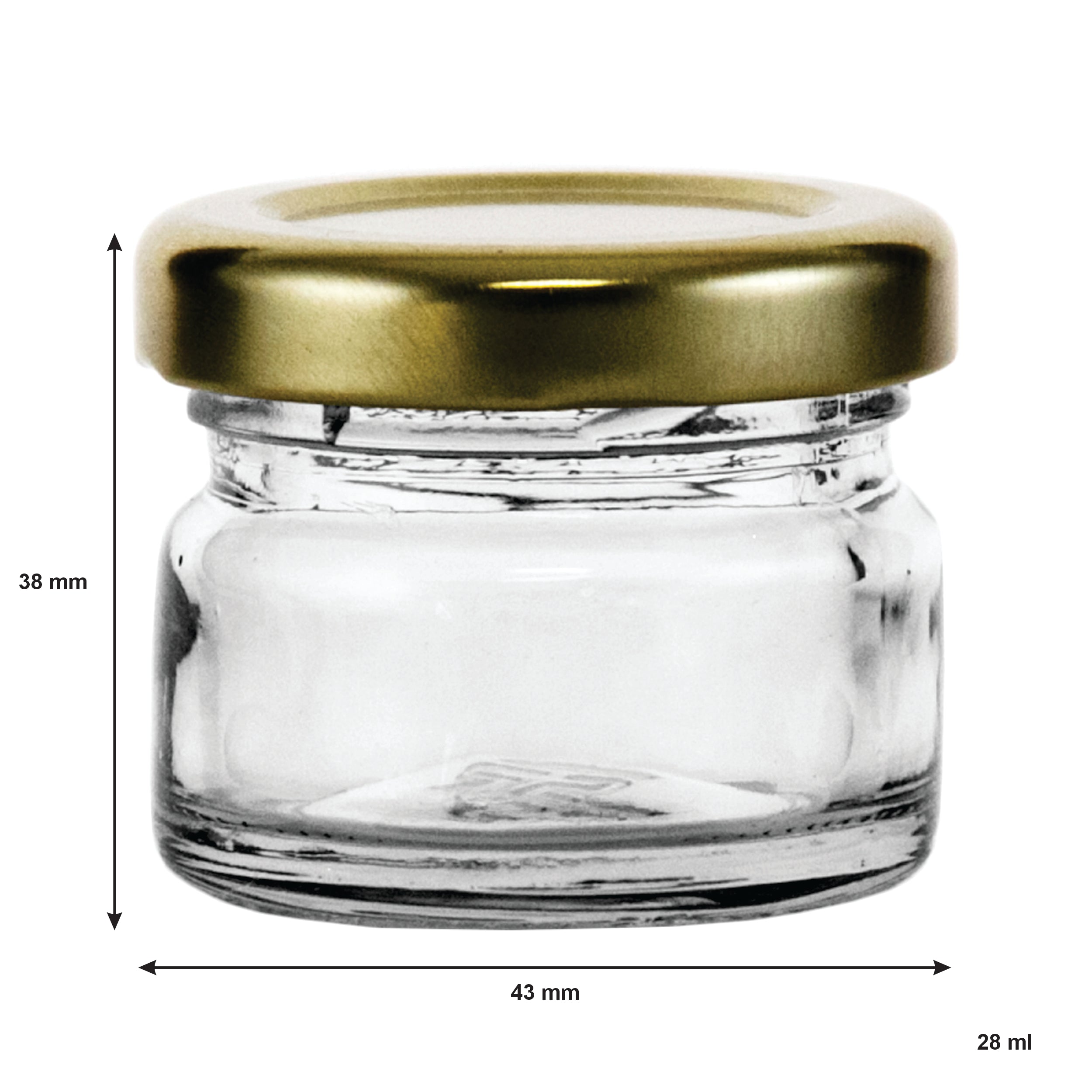 CONSOL MINI JAR WITH GOLD LID 12PK, 28ML