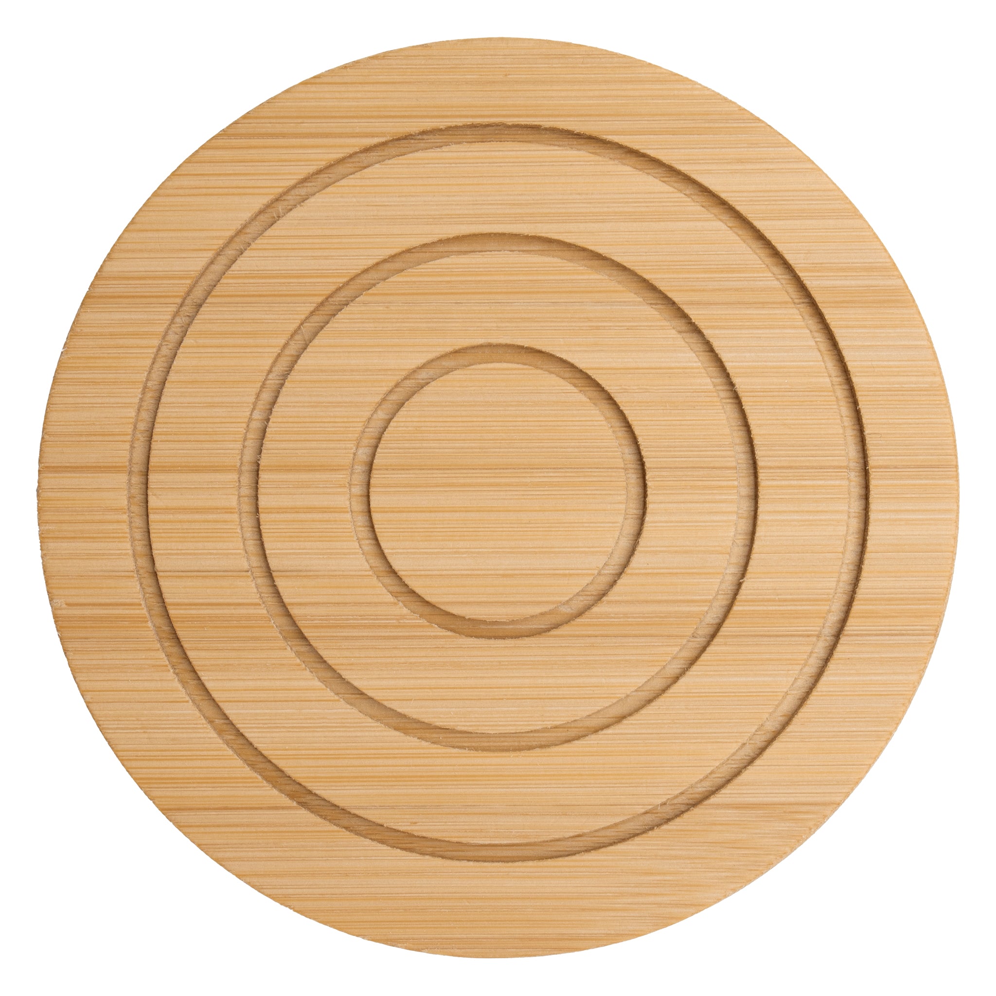 REGENT BAMBOO ROUND COASTERS IN A HOLDER 7 PIECE SET, 100MM DIA