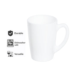 CONSOL WHITE OPAL GLASS BULLET SHAPE MUG, 320ML