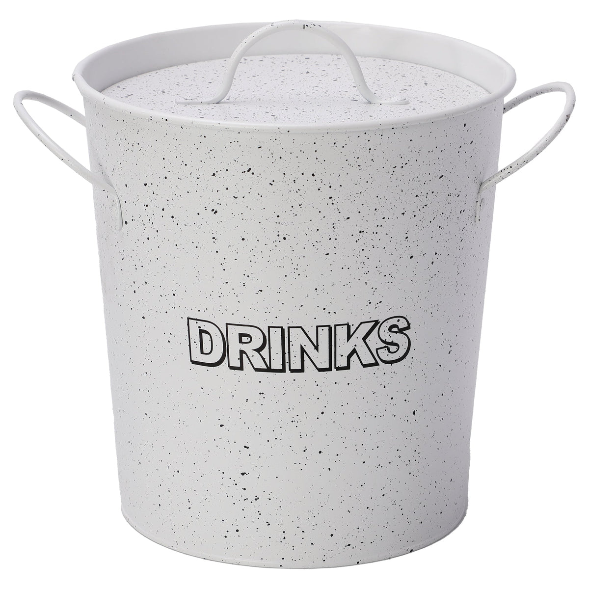 BAR BUTLER ICE BUCKET WITH HANDLES, PLASTIC LINER & LID WHITE MOTTLED BLACK, 3L